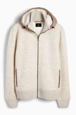Cardigan tricotat cu glugă