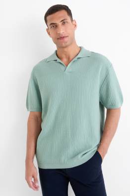 Tricou polo tricotat - relaxed fit - structurat