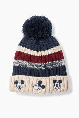 Mickey Mouse - căciulă cu ciucure bebeluși - reiată - cu dungi