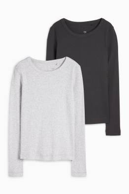Multipack 2 buc. - tricou cu mânecă lungă - slim fit - reiat