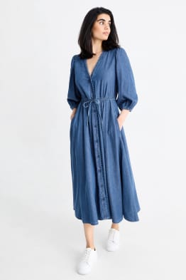 Rochie din denim cu decolteu în V
