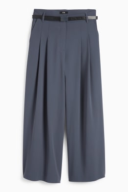 Pantaloni de stofă cu curea - talie înaltă - wide leg