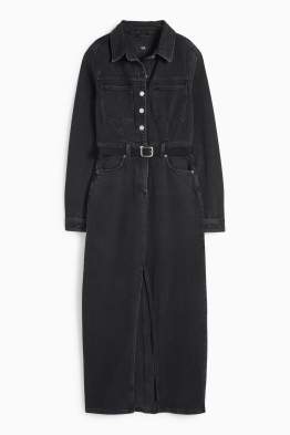 Rochie tip bluză din denim cu curea