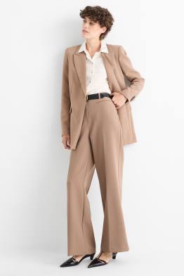 Business trousers - mid-rise waist - wide leg