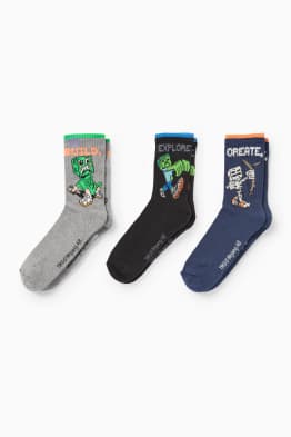 Multipack 3 perechi - Minecraft - șosete de tenis cu motive