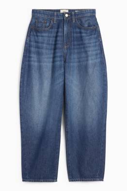 Barrel jeans - talie înaltă