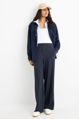Pantaloni din jerseu - talie medie - straight fit - cu dungi