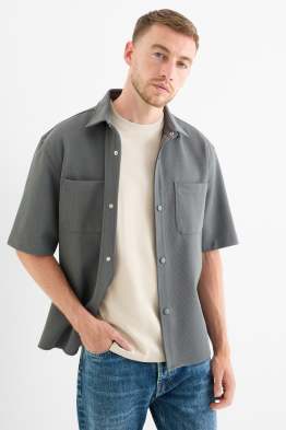 Shirt - relaxed fit - lapel collar - textured