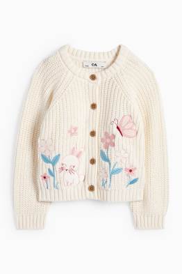 Iepure, fluture și floare - cardigan tricotat - reiat