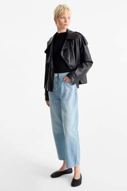 Barrel jeans - talie înaltă