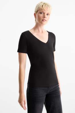 Tricou cu decolteu în V - slim fit