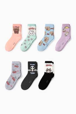 Multipack of 7 - kawaii - socks with motif