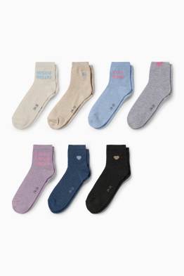 Multipack of 7 - heart - socks with motif