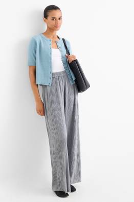 Plissé trousers - high-rise waist - wide leg