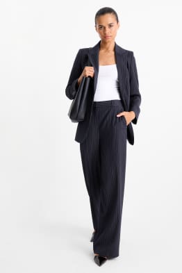 Pantaloni office - talie înaltă - relaxed fit - dungi fine