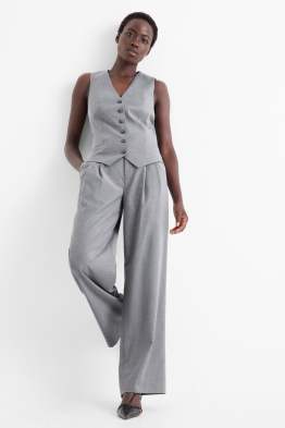 Pantaloni office - talie medie - relaxed fit - dungi fine