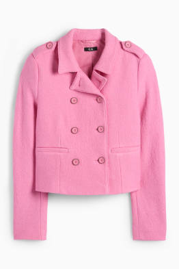 Blazer crop din bouclé - regular fit - amestec de lână