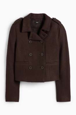 Blazer crop din bouclé - regular fit - amestec de lână