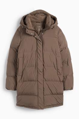 Prošívaný kabát s kapucí - z vodoodpudivého materiálu