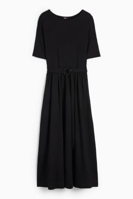 Šaty fit & flare s páskem - strukturované