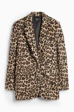 Blazer lung - relaxed fit - imprimeu de leopard