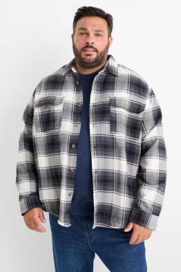 Cămașă din flanel - relaxed fit - guler Kent - în carouri