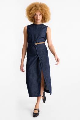Rochie bodycon din denim cu curea