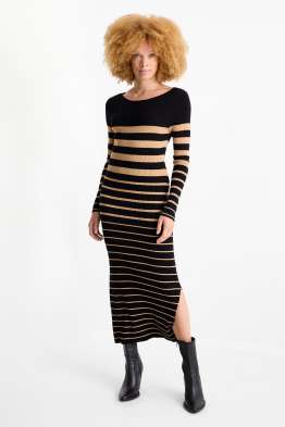 Rochie din tricot - reiată - cu dungi