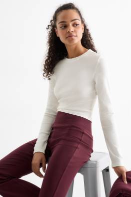 Tricou crop cu mânecă lungă - reiat