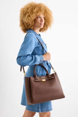 Geantă shopper mare cu curea detașabilă - imitație de piele