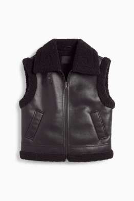 Vestă din piele shearling sintetică - imitație de piele