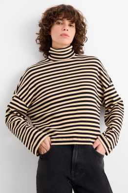 Rollkragenshirt - gerippt - gestreift