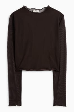 Tricou cu mânecă lungă crop - slim fit - plasă