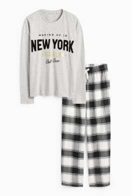 New York - pijama cu pantaloni din flanel - 2 piese