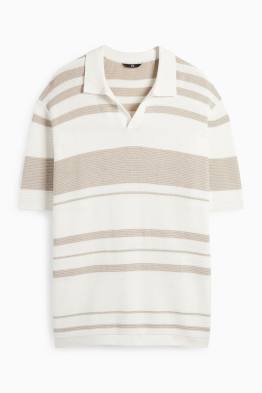 Tricou polo - regular fit - cu dungi - structurat