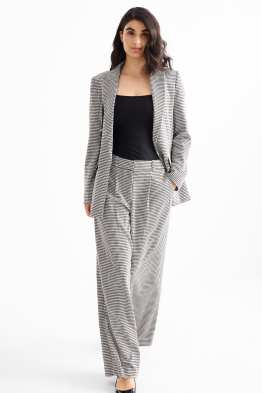 Pantaloni office - talie înaltă - loose fit - în carouri