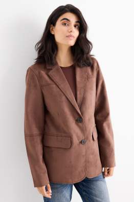 Long blazer - regular fit - faux suede