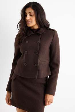 Blazer crop din bouclé - regular fit - amestec de lână