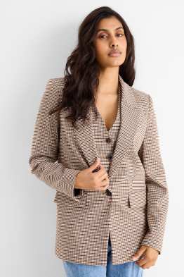 Blazer lung - regular fit - în carouri