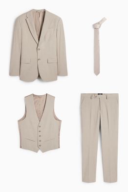 Costum cu cravată - regular fit - stretch - 4 piese