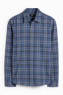Cămașă din flanel - regular fit - guler Kent - în carouri