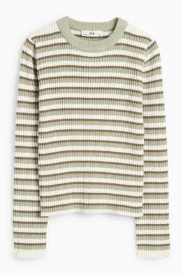 Chenille-Pullover - gerippt - gestreift