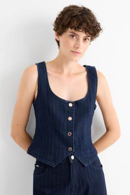 Vestă din denim - cambrată - dungi fine