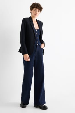 Wide leg jeans - talie medie - dungi fine
