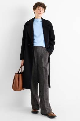 Pantaloni de stofă - talie înaltă - wide leg - structurați