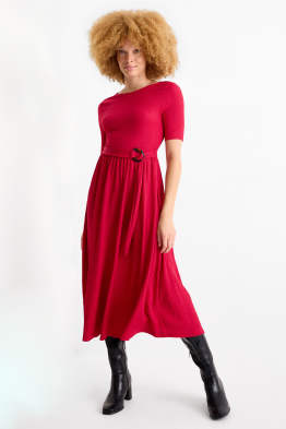 Rochie fit & flare cu curea - structurată