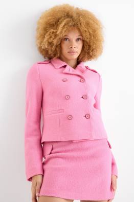 Blazer crop din bouclé - regular fit - amestec de lână