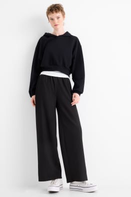 Pantaloni din jerseu - talie medie - wide leg - structurați