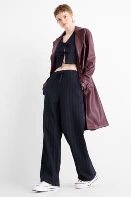 Jersey trousers - mid-rise waist - wide leg - pinstripes