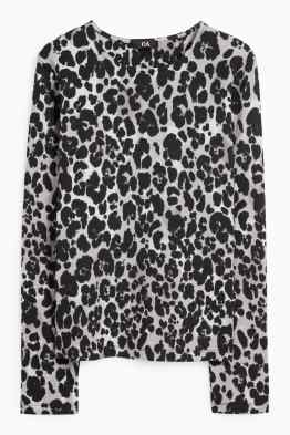 Tricou cu mânecă lungă - regular fit - imprimeu de leopard